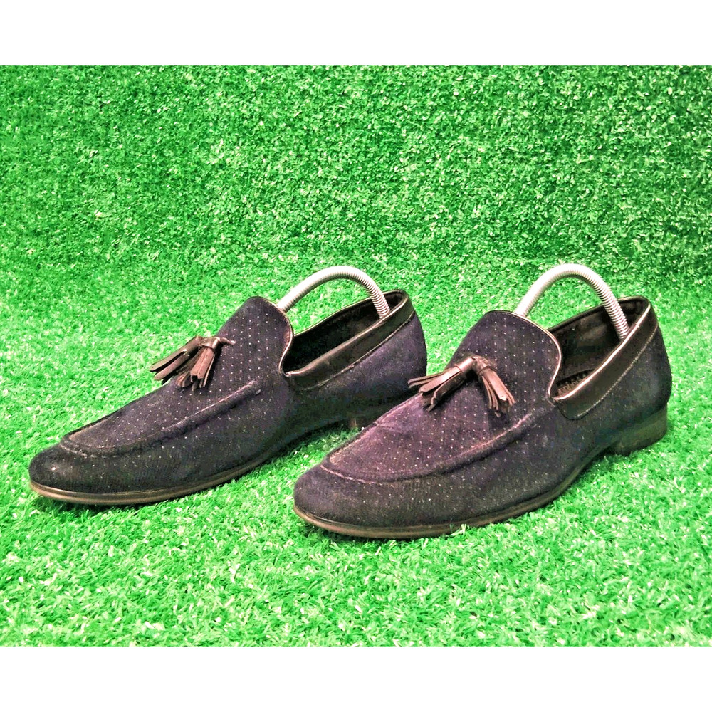 Giorgio Brutini Loafers Mens Navy Tassel Leather Trim Comfort Almond Toe Slip On
